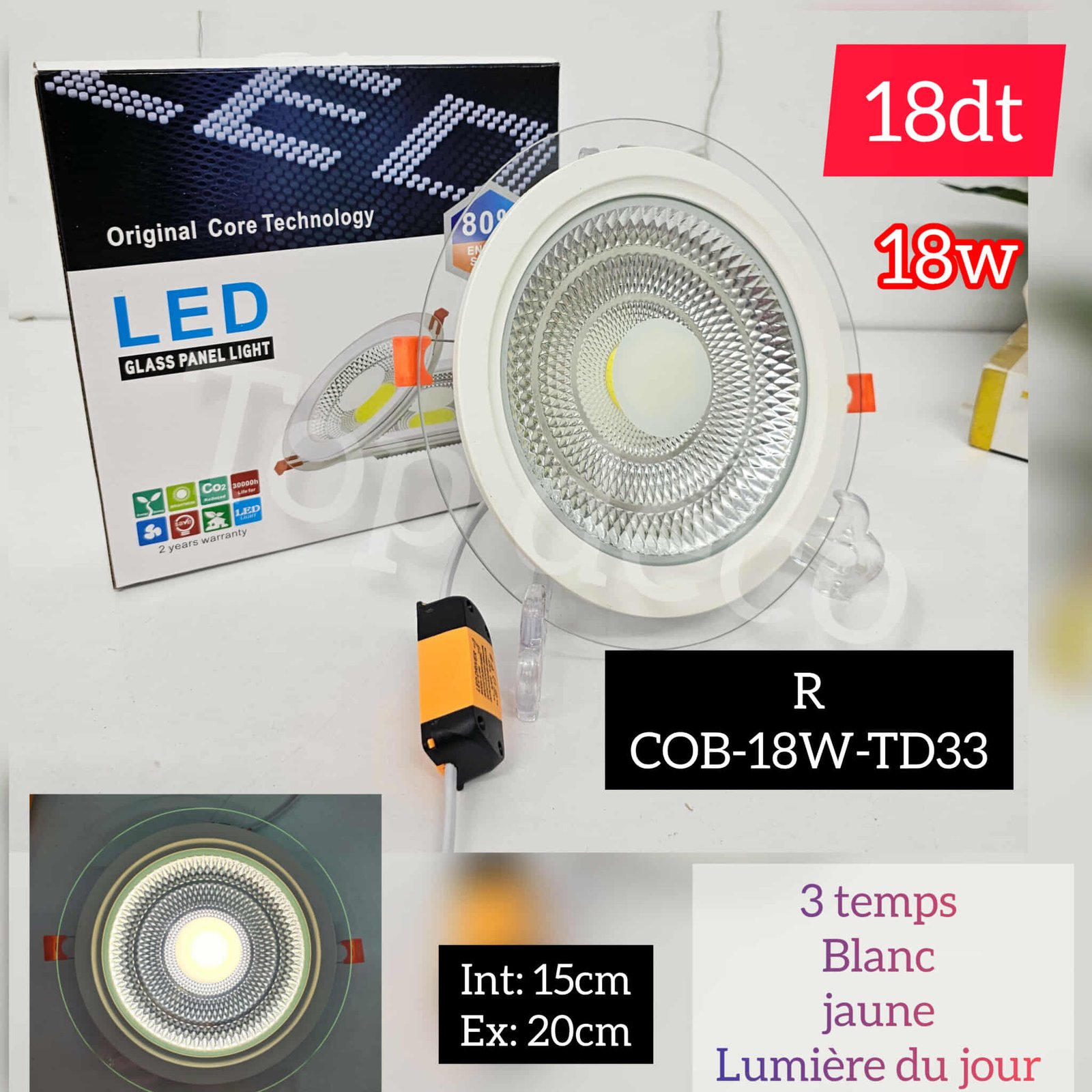 Spot cob 3 temps 18w | Top Déco Tunisie