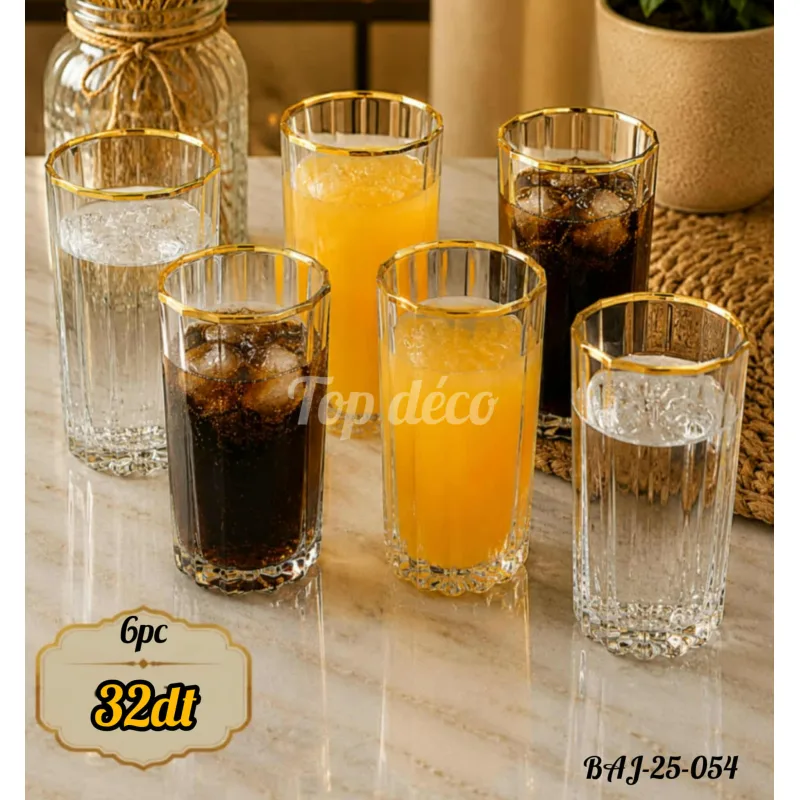 Set de 6 Verres Premium Crystal Gold | Top Déco Tunisie