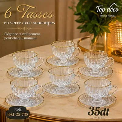 Service a café au lait-thé avec sous tasses | Top Déco Tunisie