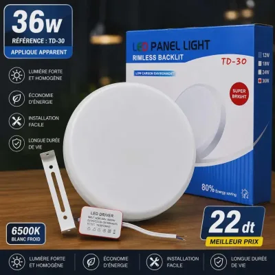 Applique LED Apparente 36W Blanc Froid 6500K | Top Déco Tunisie