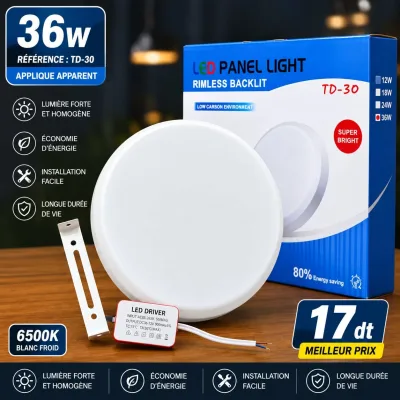 Applique LED Apparente 36W Blanc Froid 6500K | Top Déco Tunisie