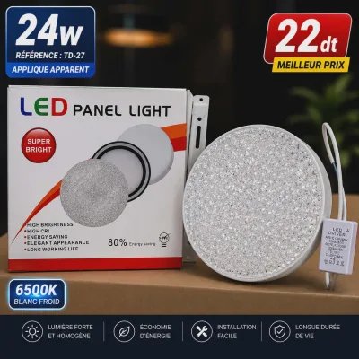 Applique LED Apparente 24W Blanc Froid 6500K | Top Déco Tunisie