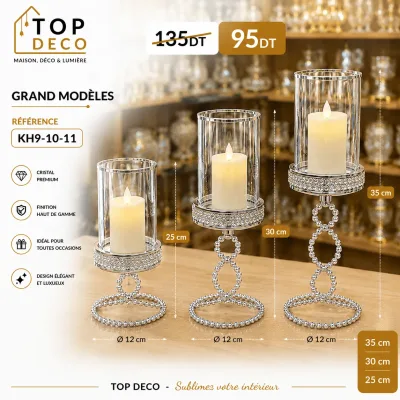 Ensemble 3 Porte-Bougies Argentés – Style Élégant | Top Déco Tunisie