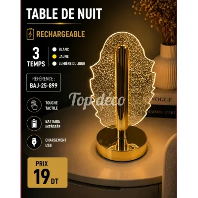 Veilleuse LED Rechargeable 3 Temps | Top Déco Tunisie