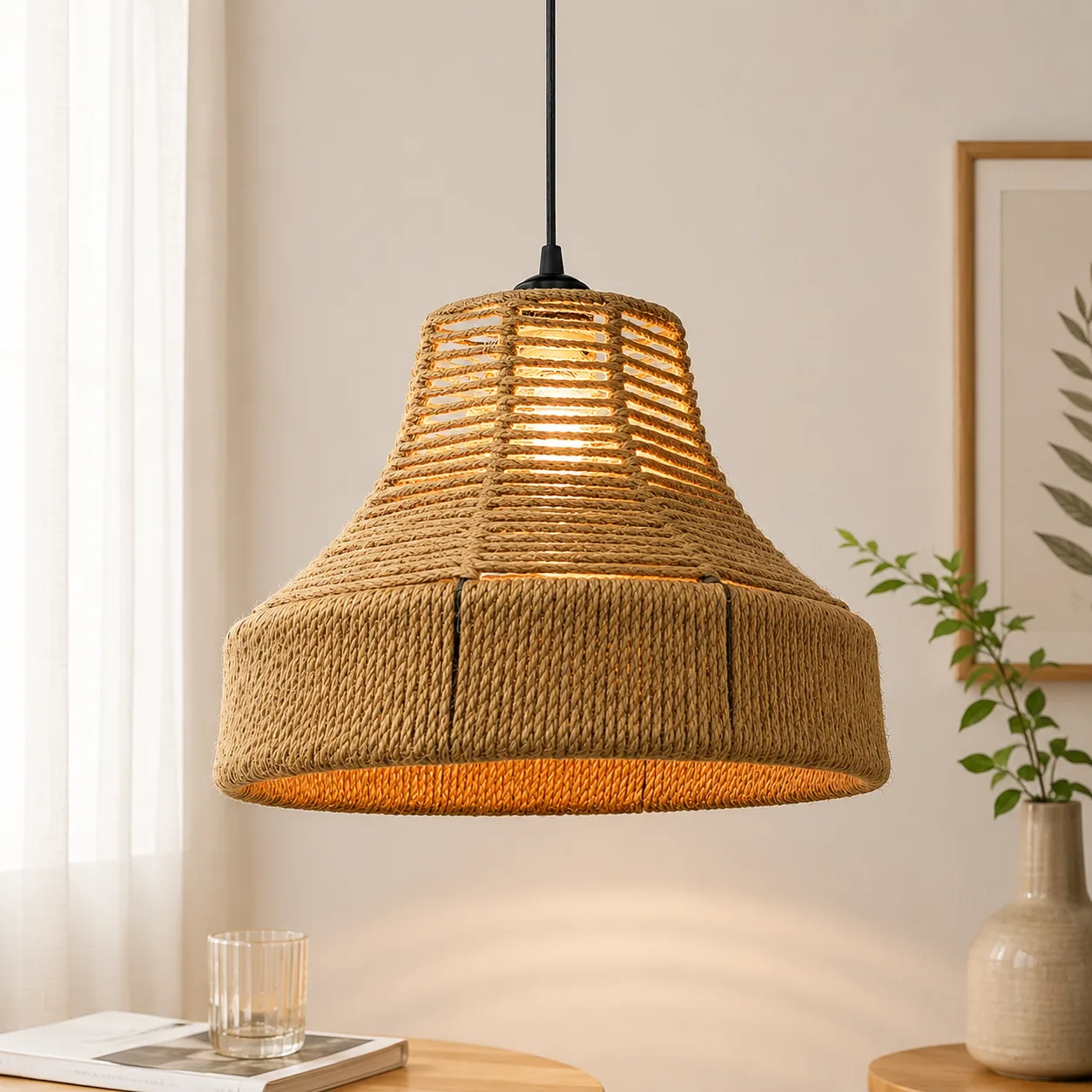 Lustre Suspendu en Corde Naturelle