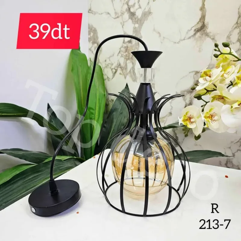 Suspension Élégance Noire en Métal & Verre | Top Déco Tunisie