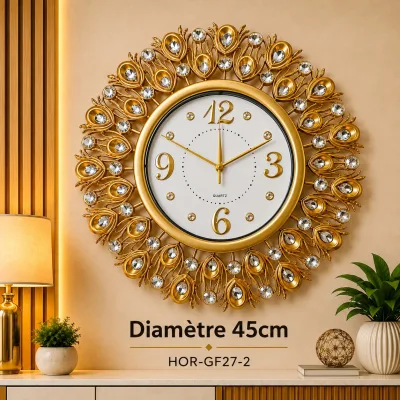 Horloge murale doré 45cm | Top Déco Tunisie