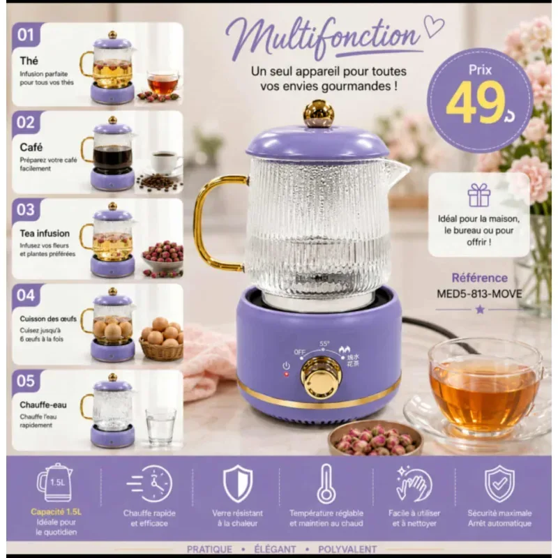 Bouilloire Électrique Multifonction move 650ml | Top Déco Tunisie