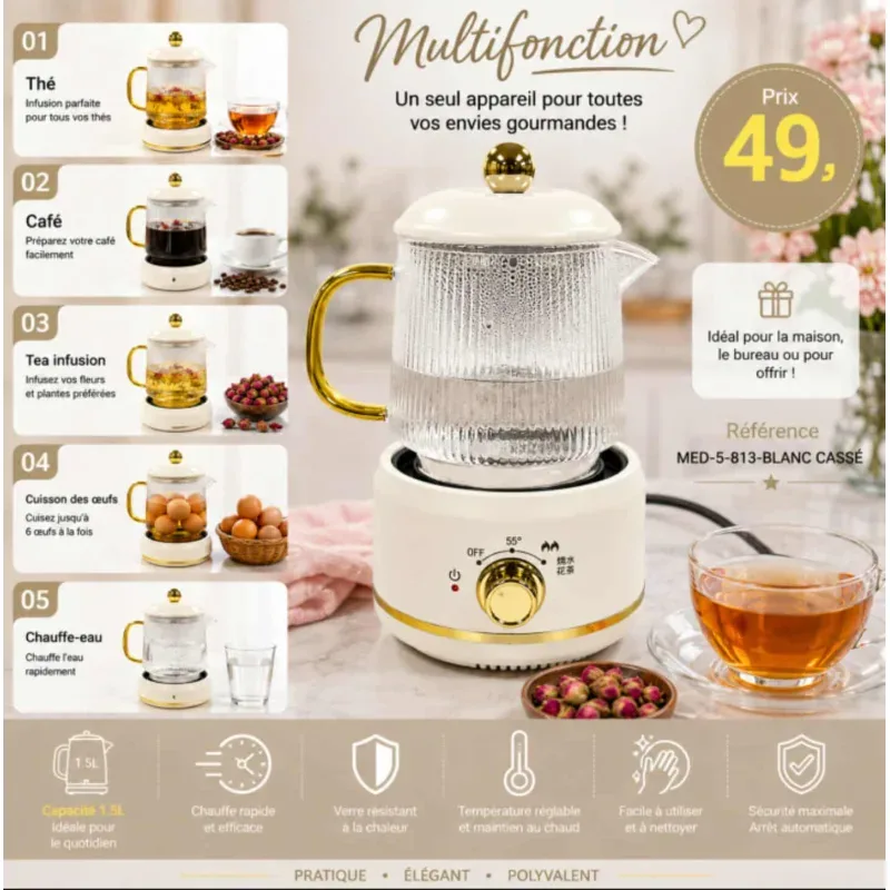 Bouilloire Électrique Multifonction balnc 650ml | Top Déco Tunisie