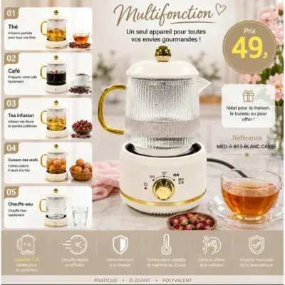 Bouilloire Électrique Multifonction balnc 650ml | Top Déco Tunisie
