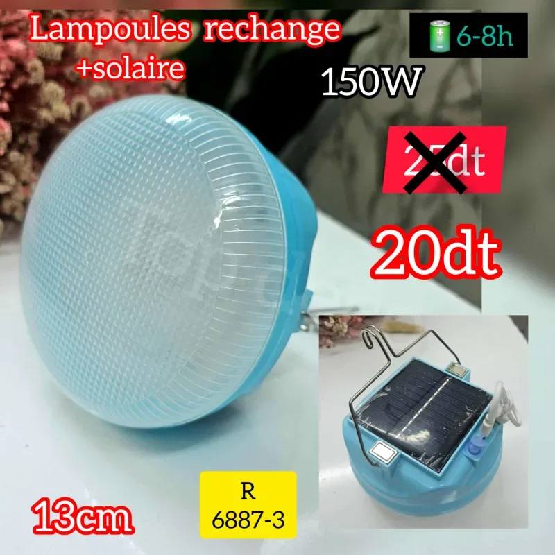 lampes rechargable solaire 150W 10cm | Top Déco Tunisie
