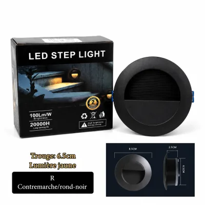 contre marche rond-noir 3W étanche en aluminium | Top Déco Tunisie
