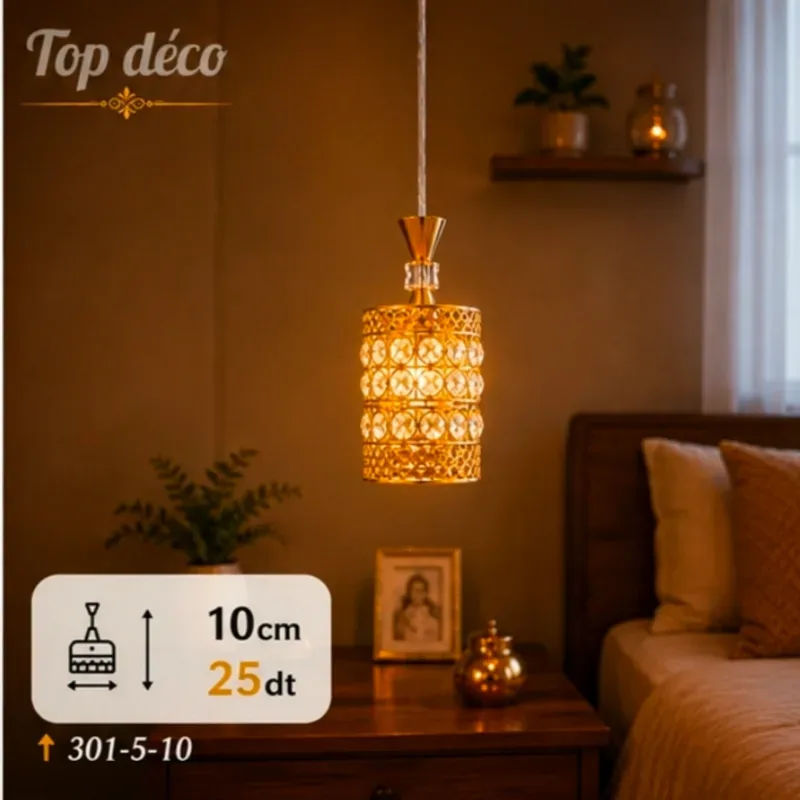 Lustre Élégance Dorée 10 cm | Top Déco Tunisie