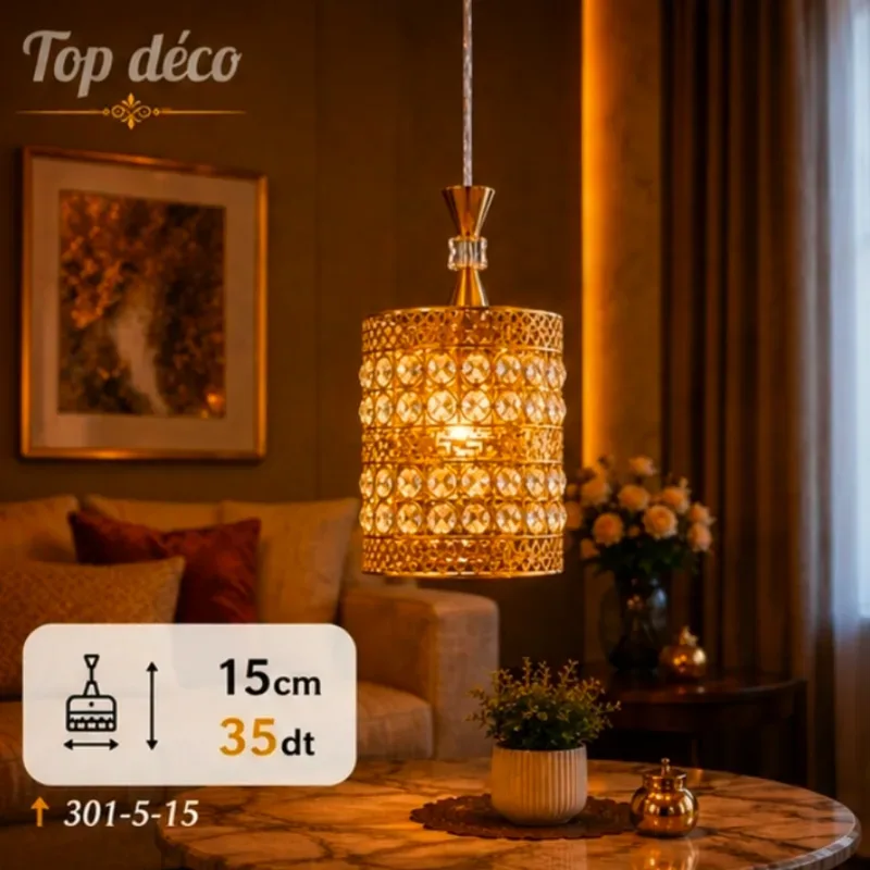Lustre Élégance Dorée 15 cm | Top Déco Tunisie