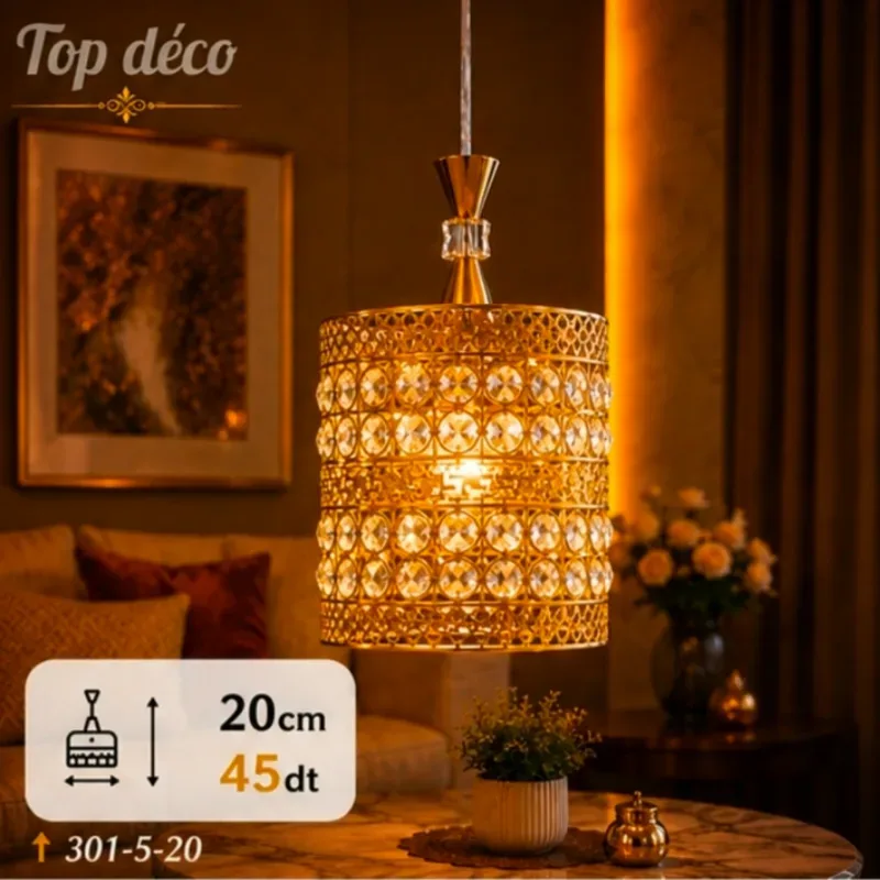 Lustre Élégance Dorée 20 cm | Top Déco Tunisie