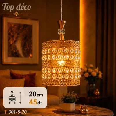Lustre Élégance Dorée 20 cm | Top Déco Tunisie