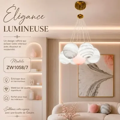 Lustre Moderne 7 Branches – Élégance Contemporaine | Top Déco Tunisie