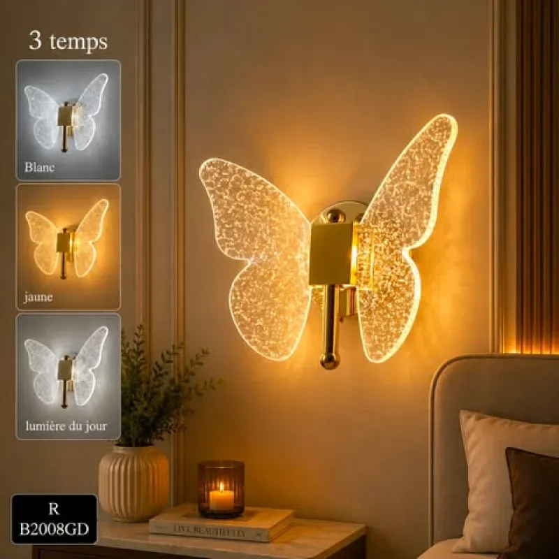 Applique Murale LED Dorée – 3 Modes d'Éclairage | Top Déco Tunisie