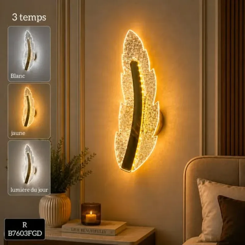 Applique Murale LED Dorée – 3 Modes d'Éclairage | Top Déco Tunisie