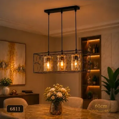 Suspension Industrielle 3 Lumières Noir Mat – Design Élégant pour Salle à Manger | Top Déco Tunisie