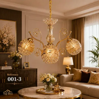 Lustre Suspendu Cristal Doré