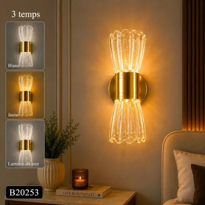 Applique Murale LED Dorée – 3 Modes d'Éclairage | Top Déco Tunisie