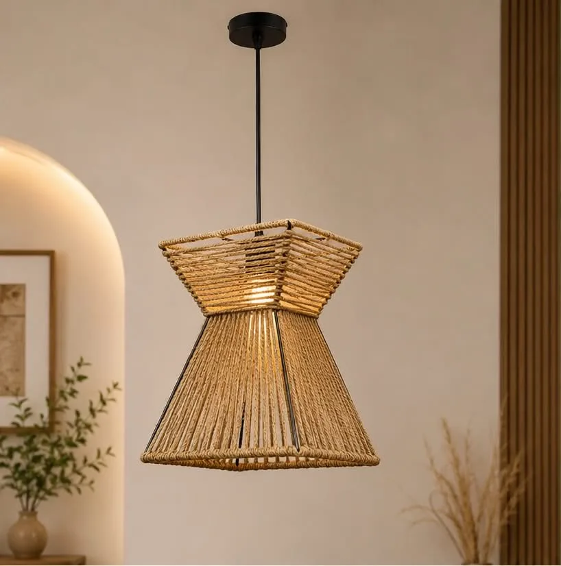 Suspension en Corde Naturelle Tressée – Lustre Bohème Design