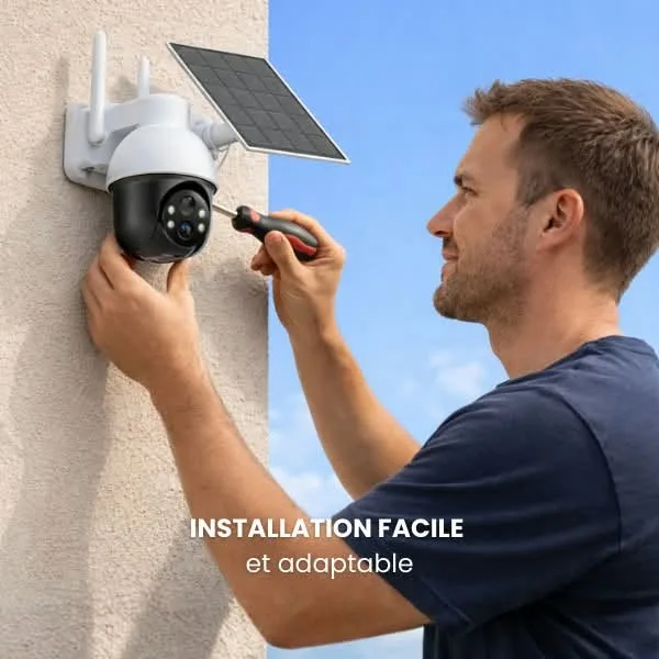 Caméra de Surveillance Rechargeable avec Panneau Solaire