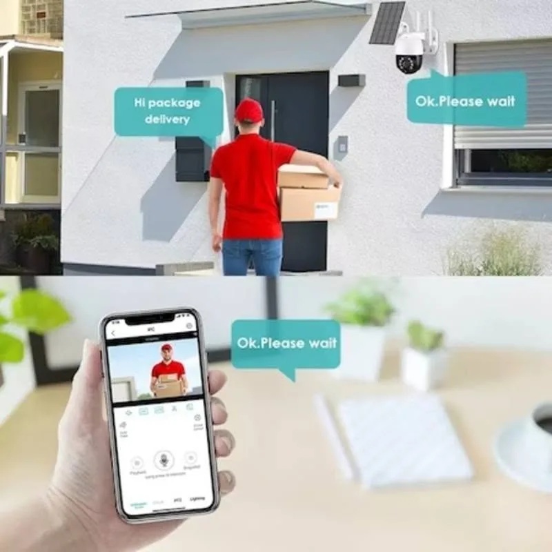 Caméra de Surveillance Rechargeable avec Panneau Solaire