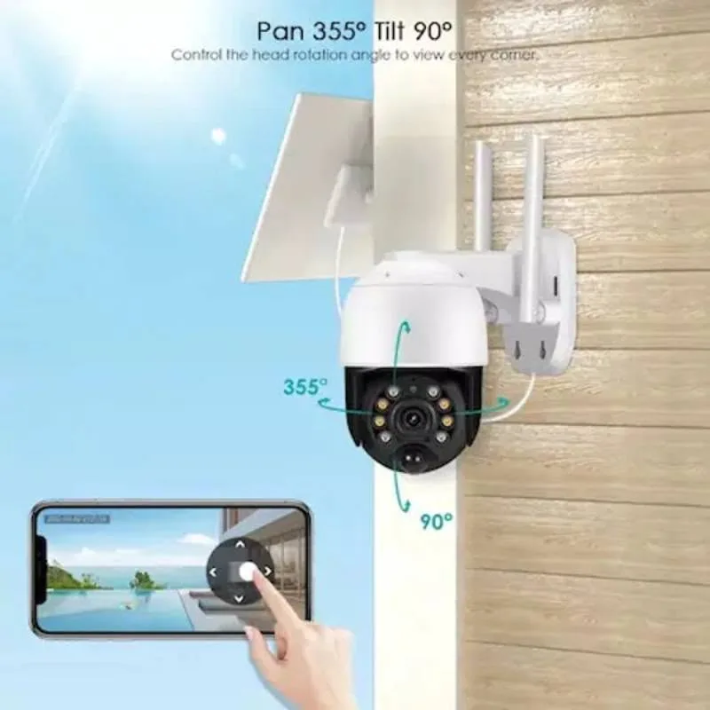 Caméra de Surveillance Rechargeable avec Panneau Solaire