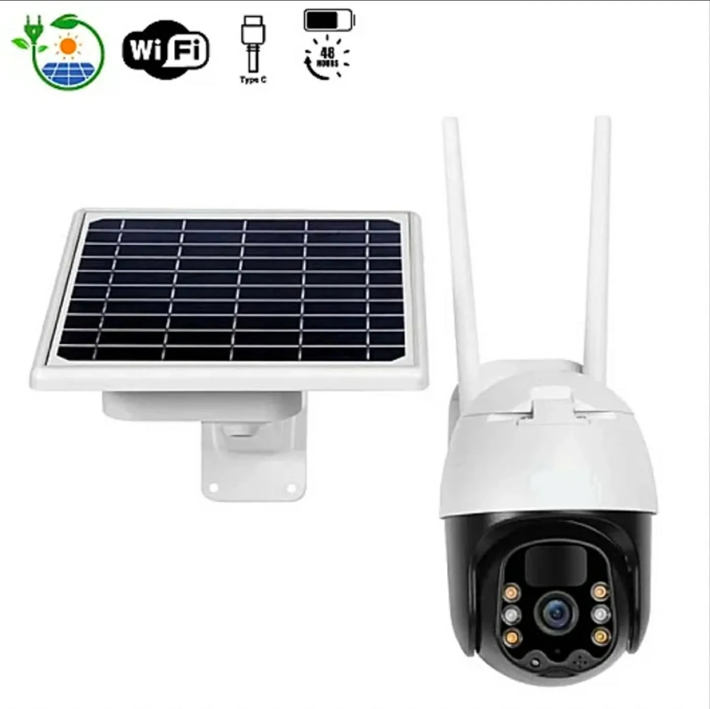 Caméra de Surveillance Rechargeable avec Panneau Solaire