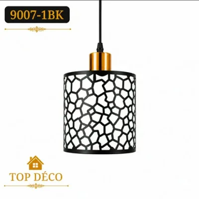Lustre Suspendu Cylindrique Noir – Design Géométrique Contemporain | Top Déco Tunisie