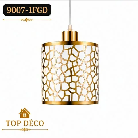 Lustre Suspendu Cylindrique Doré  Design Géométrique Contemporain
