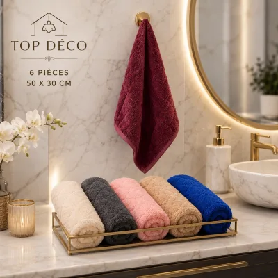 Lot de 6 Serviettes Premium – Format 50 × 30 cm | Top Déco Tunisie