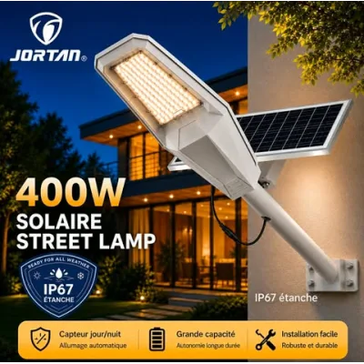 Lampadaire Solaire LED 400W IP67 – Éclairage Extérieur Haute Puissance | Top Déco Tunisie