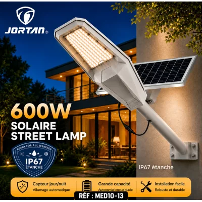 Lampadaire Solaire LED 600W IP67 – Éclairage Extérieur Ultra Puissant | Top Déco Tunisie