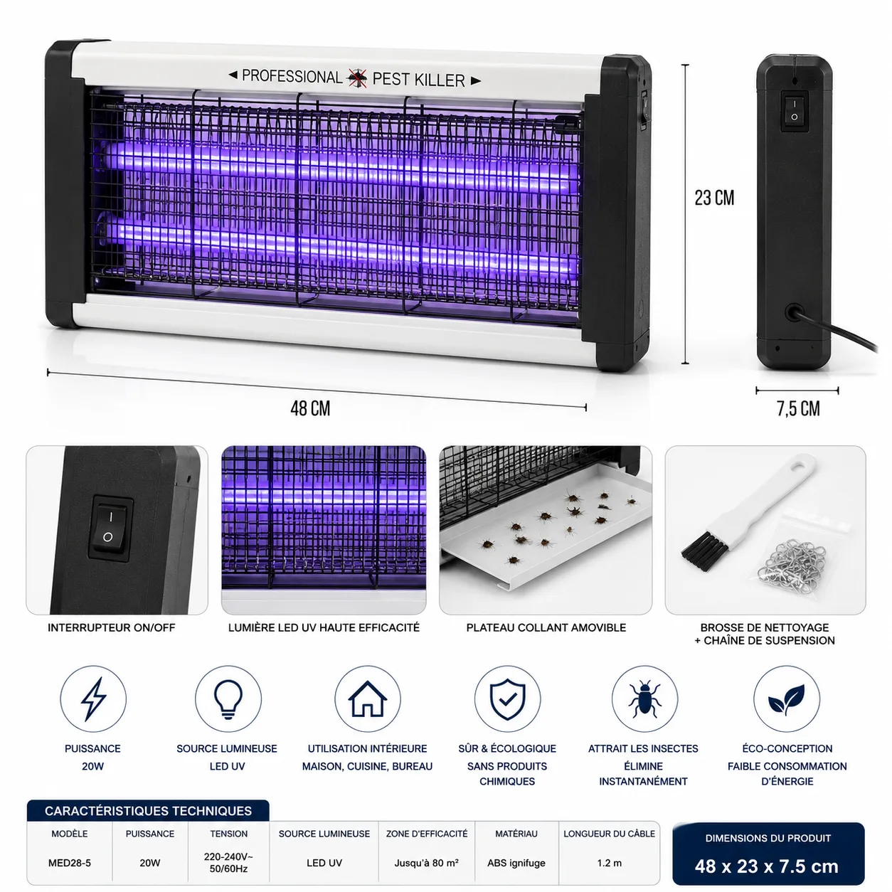 Tue-Insectes Électrique LED – Anti-Moustiques & Anti-Mouches Haute Efficacité