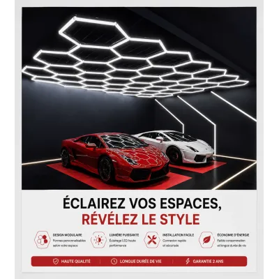 LED Hexagonal Modulaire Premium – Éclairage Professionnel pour Garage & Showroom | Top Déco Tunisie