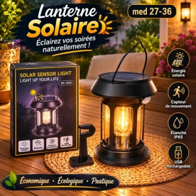 Lanterne Solaire LED Rechargeable avec Détecteur de Mouvement – IP65 | MED27-36 | Top Déco Tunisie