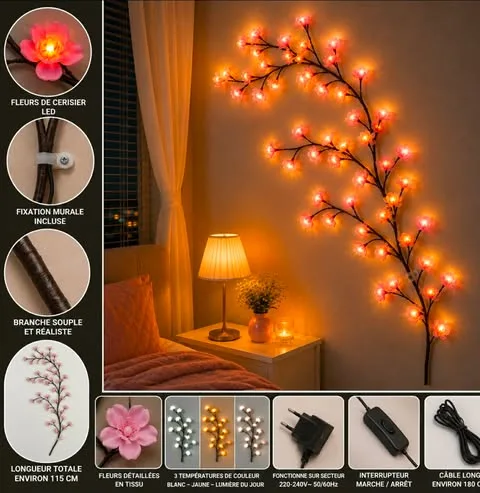 Arbre LED Fleur de Cerisier 1,8 m – Éclairage Décoratif Intérieur