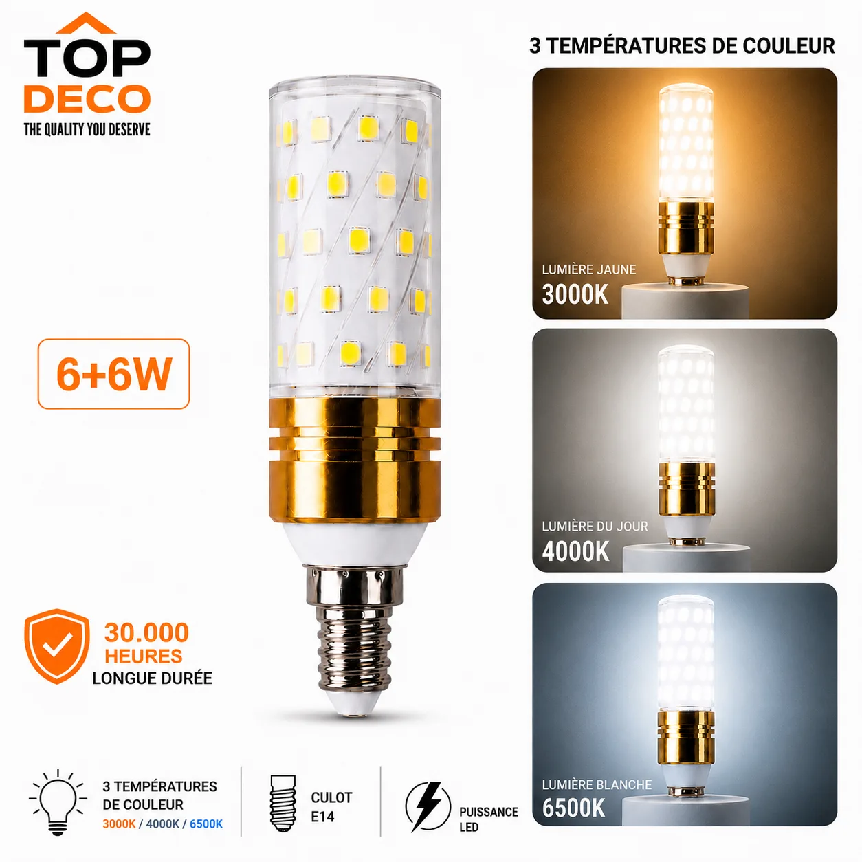 Ampoule LED E14 6+6W – Double Éclairage Haute Performance