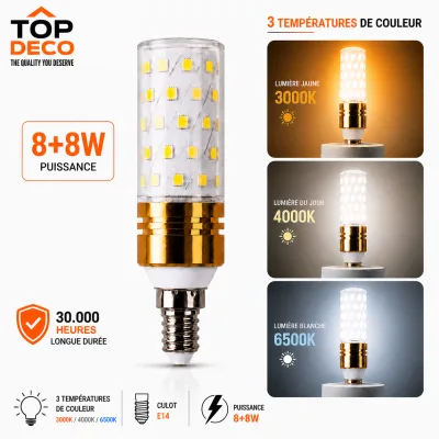 Ampoule LED E14 8+8W – Double Éclairage Haute Performance | Top Déco Tunisie