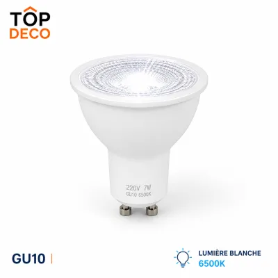 Ampoule LED GU10 7W 6500K – Blanc Froid Haute Luminosité | Top Déco Tunisie
