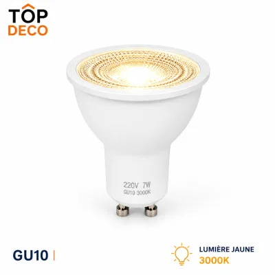 Ampoule LED GU10 7W 3000K – Jaune Chaud Éclairage Confortable | Top Déco Tunisie