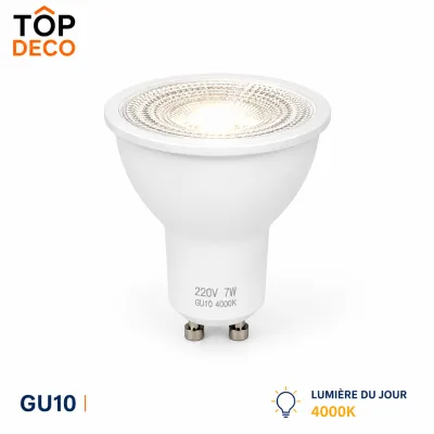 Ampoule LED GU10 7W 4000K – Lumière du Jour Éclairage Naturel | Top Déco Tunisie