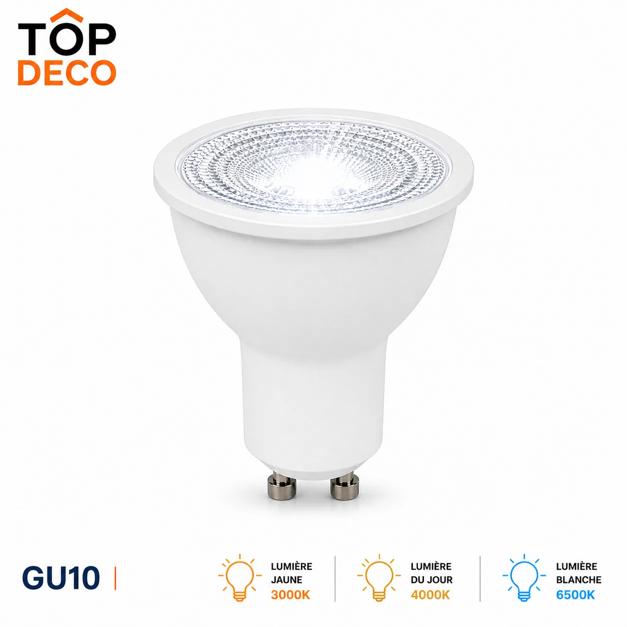 Ampoule LED GU10 7W 3 Temps – Blanc Chaud, Lumière du Jour & Blanc Froid