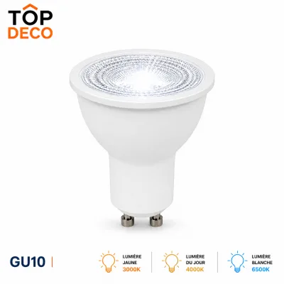 Ampoule LED GU10 7W 3 Temps – Blanc Chaud, Lumière du Jour & Blanc Froid | Top Déco Tunisie