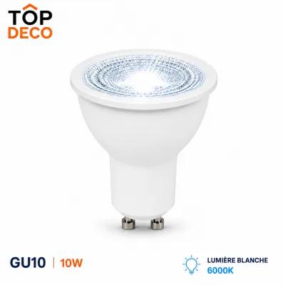 Ampoule LED GU10 10W 6000K – Blanc Froid Haute Luminosité | Top Déco Tunisie
