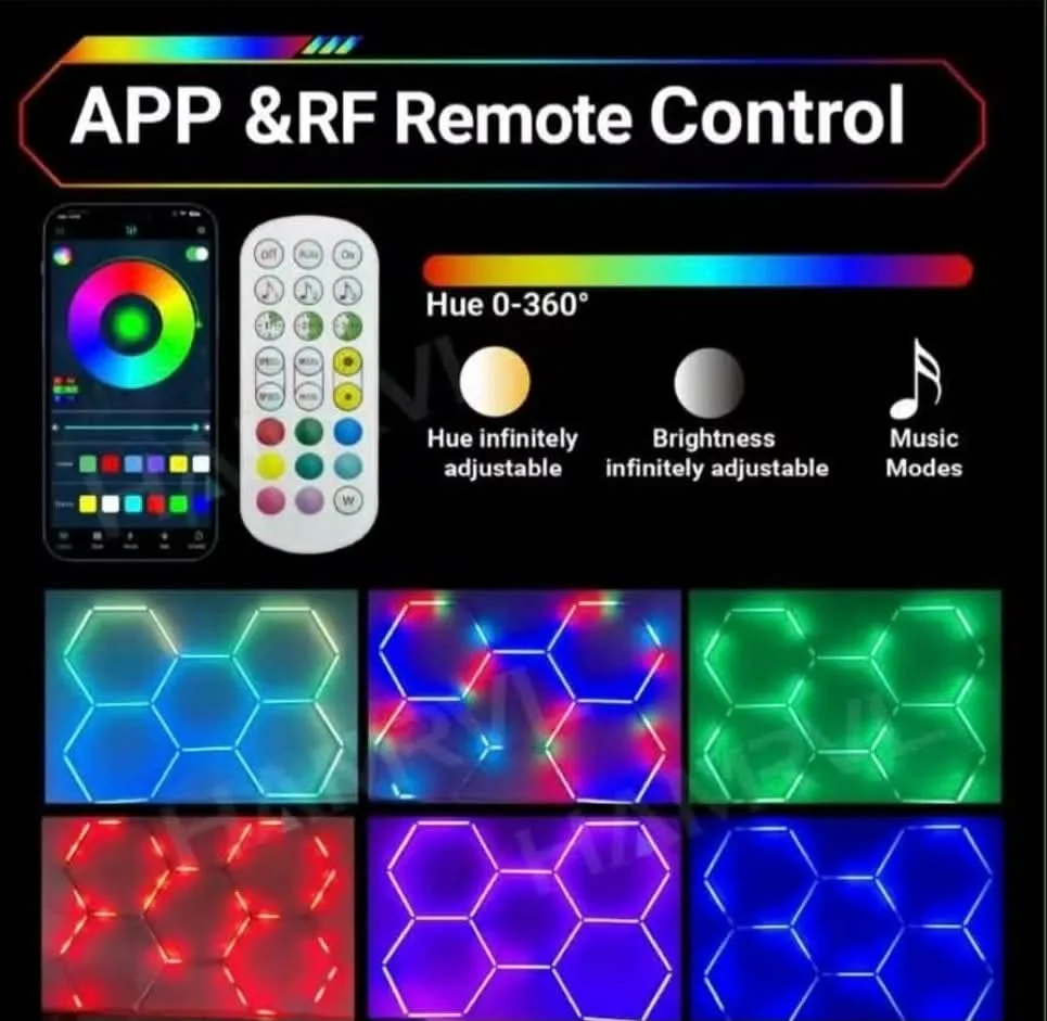 Kit LED Hexagonal RGB Intelligent avec Application – Éclairage Mural Connecté Multicolore 16 Millions de Couleurs