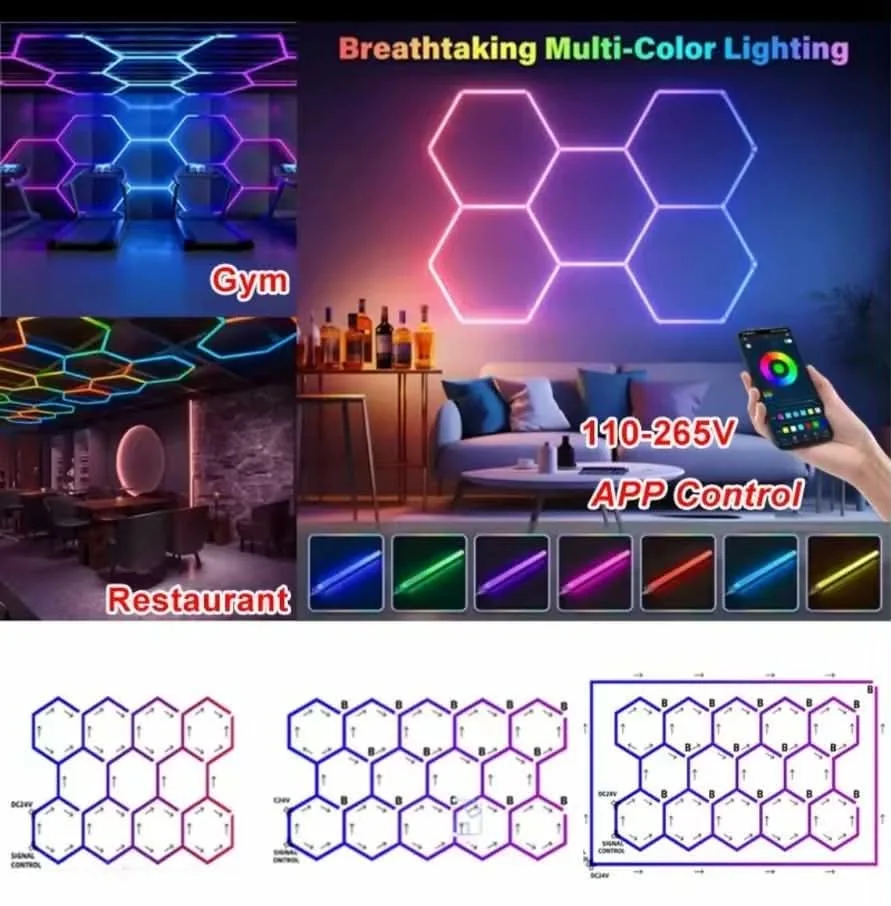 Kit LED Hexagonal RGB Intelligent avec Application – Éclairage Mural Connecté Multicolore 16 Millions de Couleurs